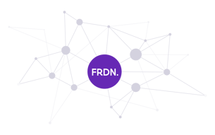 FRDN in a purple circle. Out of this circle there are other little grey ones connected to it like a network.